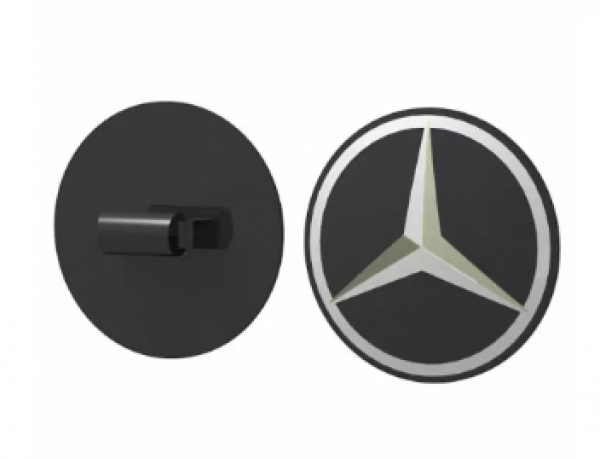Big MB LOGO, emblem at the front of the car.